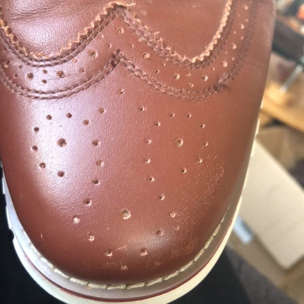 LOAKS wing tip brown leather comfort‎ loafers mens 12